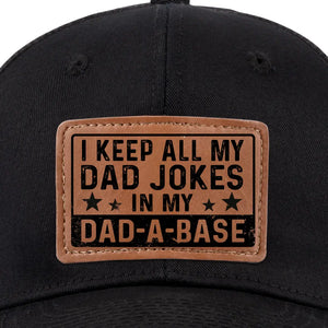 Je garde toutes mes blagues de papa dans une base de papa - Chapeau familial en cuir - Cadeau pour papa, grand-père
