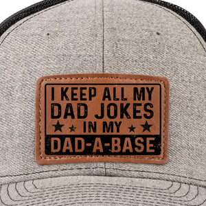 Je garde toutes mes blagues de papa dans une base de papa - Chapeau familial en cuir - Cadeau pour papa, grand-père