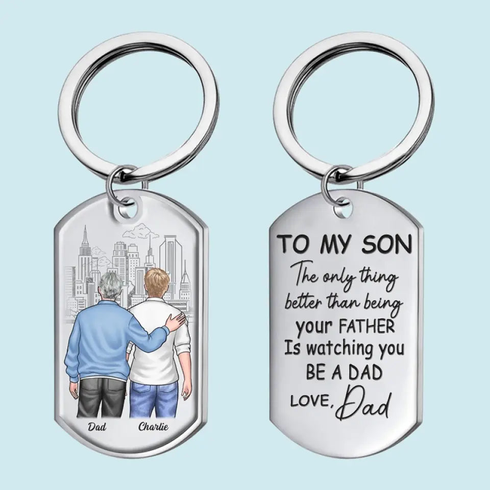 J'adore te voir devenir papa - Porte-clés personnalisé pour la famille - Cadeau pour fils, petit-fils