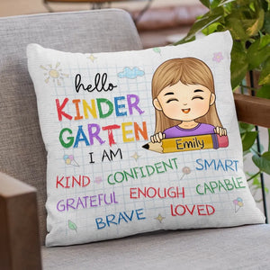 Bonjour, je suis à la maternelle ! Coussin personnalisé pour enfant ! Cadeau pour la rentrée scolaire