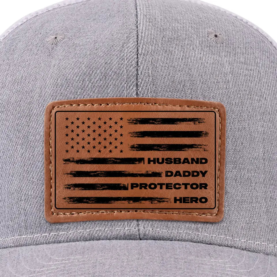 Mon père, mon héros, mon amour - Chapeau familial en cuir - Cadeau pour papa