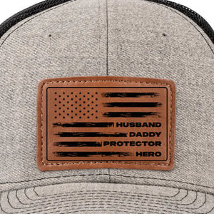 Mon père, mon héros, mon amour - Chapeau familial en cuir - Cadeau pour papa