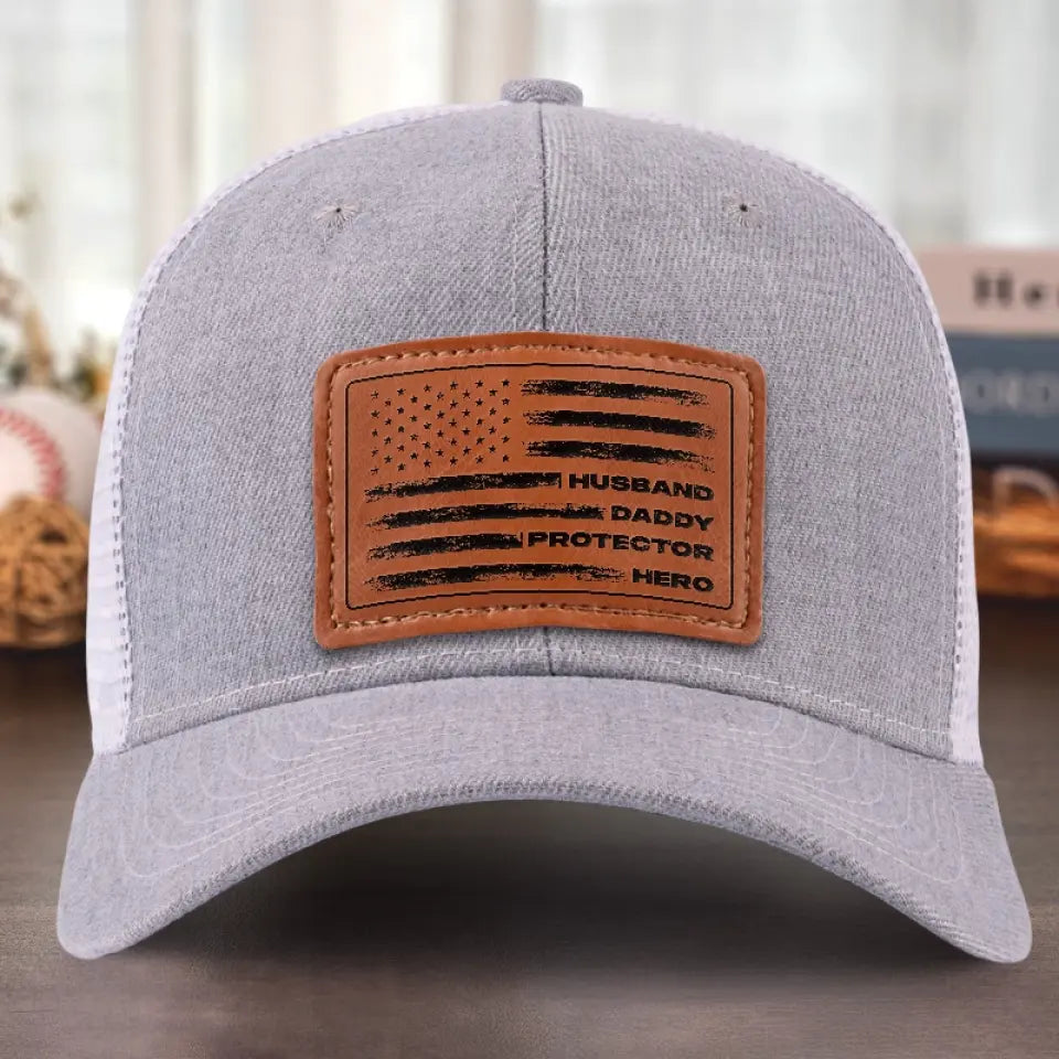 Mon père, mon héros, mon amour - Chapeau familial en cuir - Cadeau pour papa