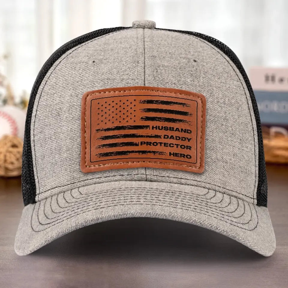 Mon père, mon héros, mon amour - Chapeau familial en cuir - Cadeau pour papa
