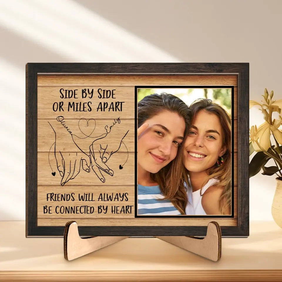 Plaque en bois personnalisée à 2 couches avec support - Cadeau pour meilleures amies, meilleures amies, sœurs