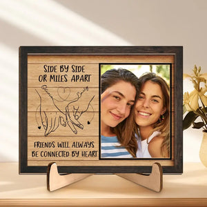 Plaque en bois personnalisée à 2 couches avec support - Cadeau pour meilleures amies, meilleures amies, sœurs