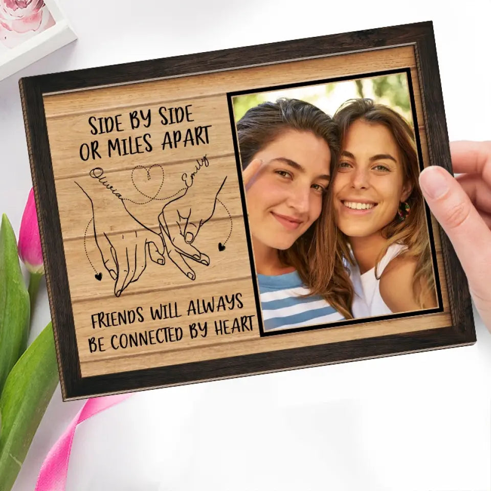 Plaque en bois personnalisée à 2 couches avec support - Cadeau pour meilleures amies, meilleures amies, sœurs