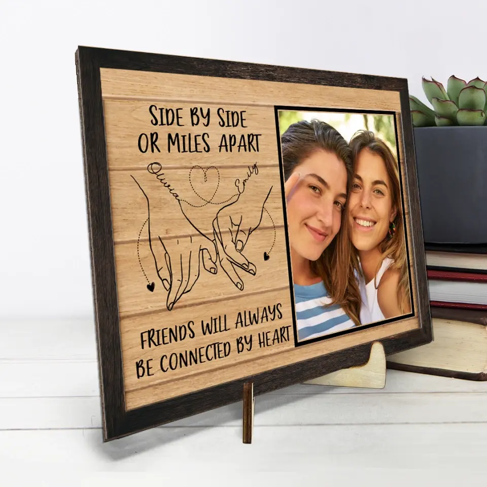 Plaque en bois personnalisée à 2 couches avec support - Cadeau pour meilleures amies, meilleures amies, sœurs