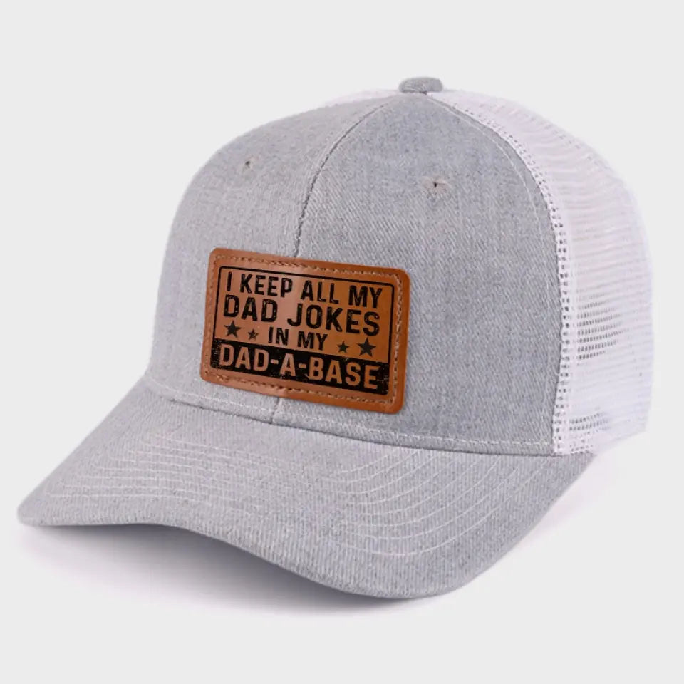 Je garde toutes mes blagues de papa dans une base de papa - Chapeau familial en cuir - Cadeau pour papa, grand-père