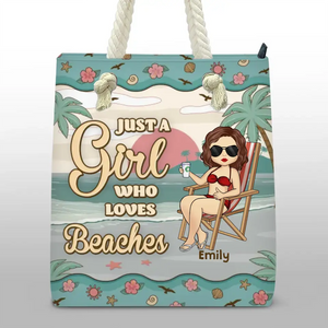 Juste une fille qui aime la plage - Sac de plage personnalisé Bestie - Cadeau de vacances d'été pour meilleures amies, meilleures amies, sœurs