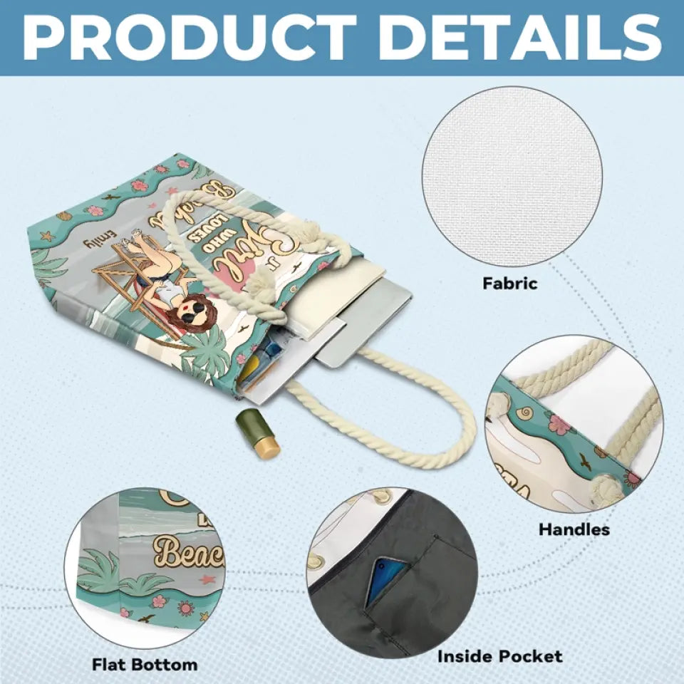 Juste une fille qui aime la plage - Sac de plage personnalisé Bestie - Cadeau de vacances d'été pour meilleures amies, meilleures amies, sœurs