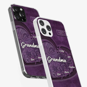 L'amour d'une mère perdure - Coque de téléphone transparente personnalisée pour famille - Cadeau pour maman et grand-mère