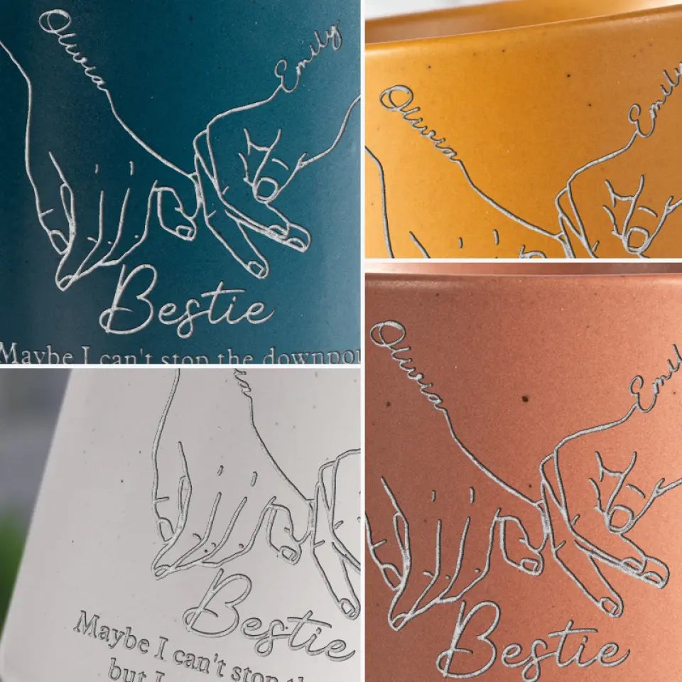 Je t'accompagnerai toujours pour une promenade sous la pluie - Mug en poterie personnalisé Bestie - Cadeau pour meilleures amies, meilleures amies, sœurs