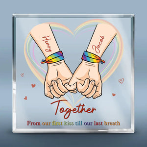 Ensemble, du premier baiser jusqu'au dernier souffle - Plaque acrylique carrée personnalisée pour couple - Cadeau pour mari et femme, anniversaire, LGBTQ+