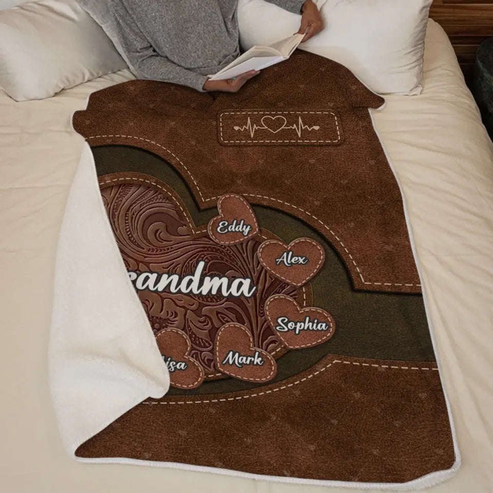 Un jardin d'amour pousse dans le cœur d'une grand-mère - Couverture familiale personnalisée - Cadeau pour maman, grand-mère