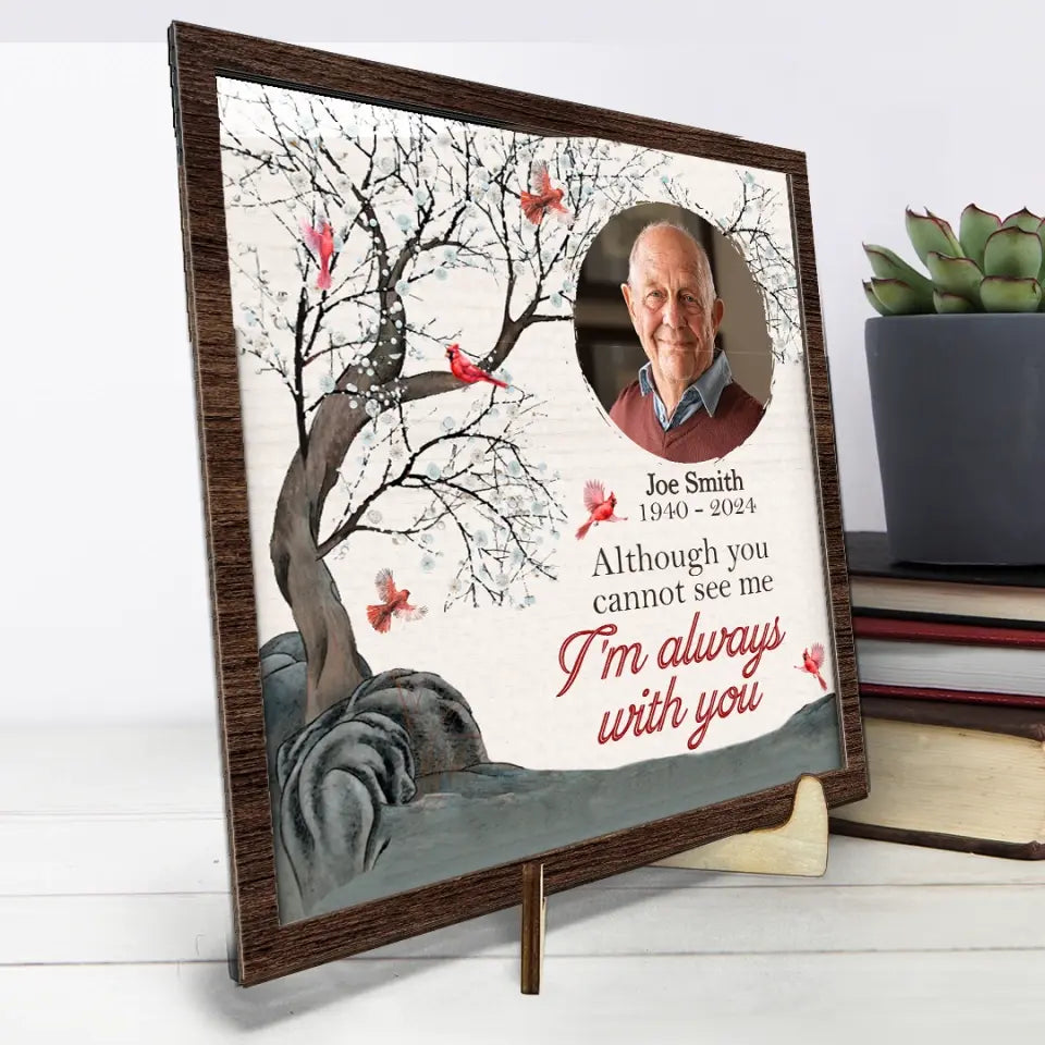 Custom Photo My Heart Is Forever Entwined With Yours - Memorial Personalized Custom 2-Layered Wooden Plaque With Stand - Sympathy Gift For Family Members