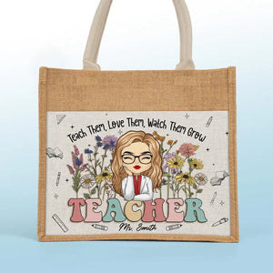 Enseigner est une œuvre de cœur - Sacs fourre-tout personnalisés pour enseignants, sacs fourre-tout en jute, sacs de plage - Cadeau pour enseignants