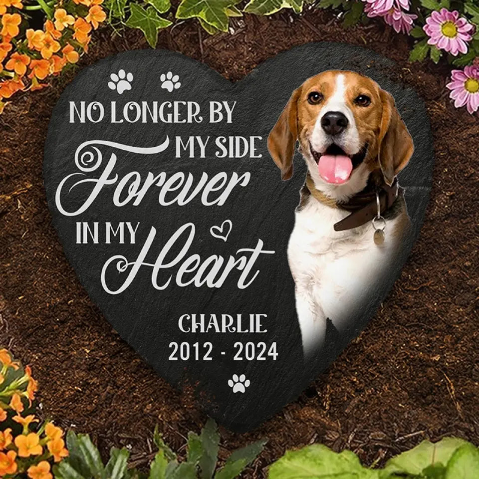 Photo personnalisée « Toujours dans mes pensées » - Pierre commémorative personnalisée en forme de cœur - Cadeau de condoléances pour les propriétaires et les amoureux des animaux
