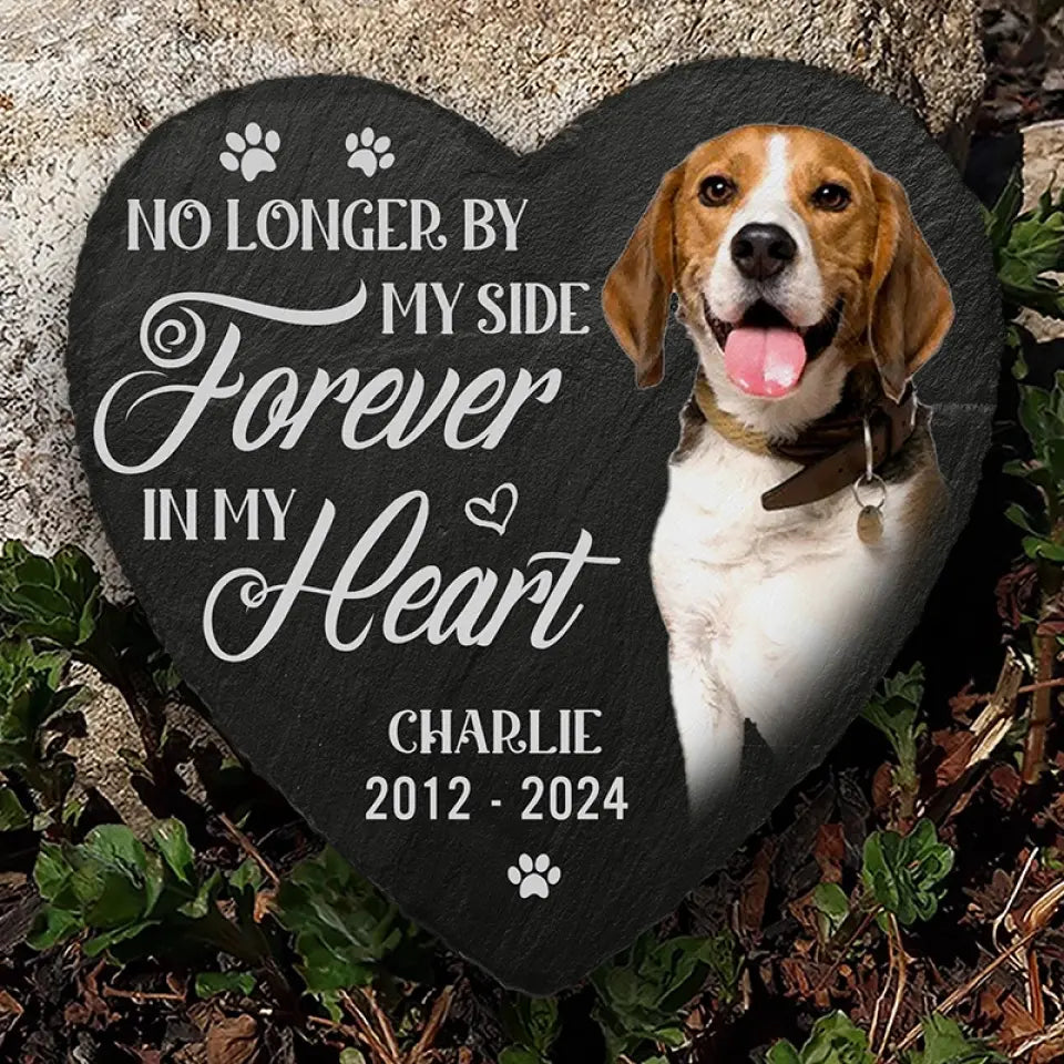 Photo personnalisée « Toujours dans mes pensées » - Pierre commémorative personnalisée en forme de cœur - Cadeau de condoléances pour les propriétaires et les amoureux des animaux