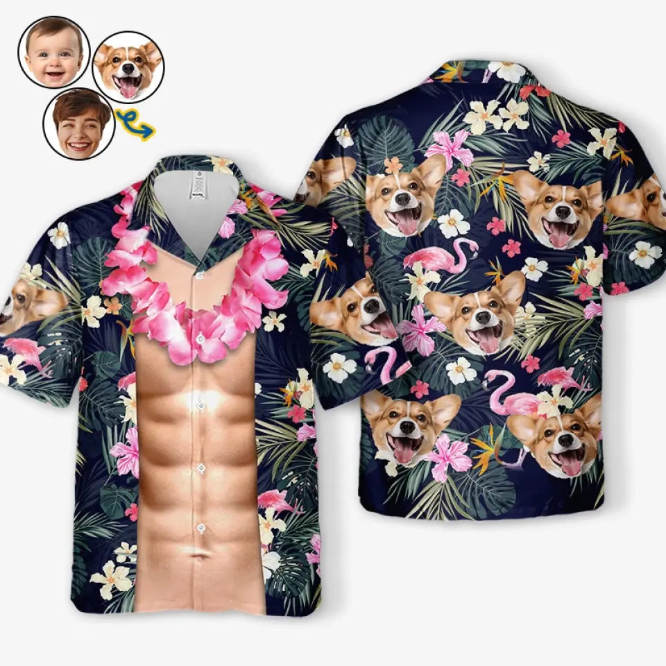 T-shirt hawaïen unisexe personnalisé avec photo « Bons moments et lignes de bronzage » - Cadeau idéal pour les vacances d'été, pour les membres de la famille