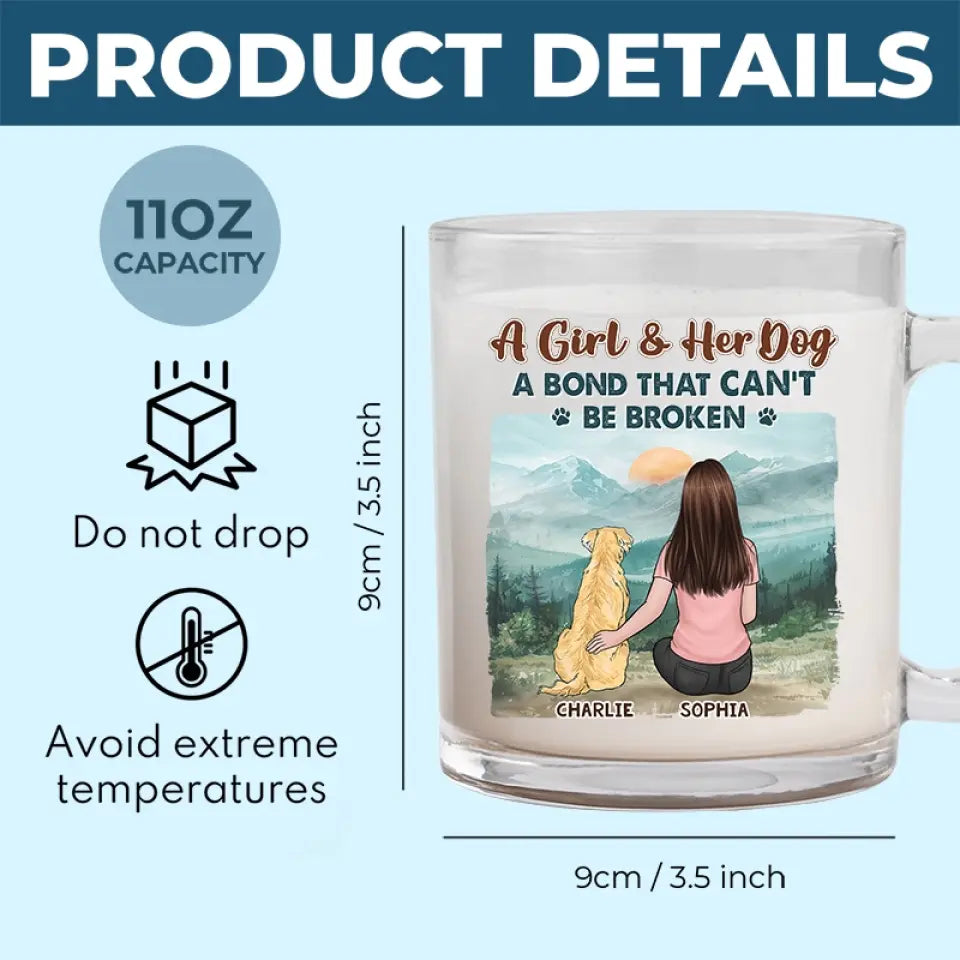 Le lien indéfectible entre les animaux et leurs propriétaires - Mug en verre personnalisé pour chien - Cadeau pour les propriétaires et les amoureux des animaux