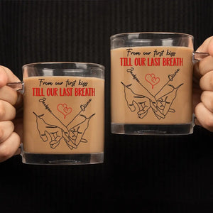 De notre premier baiser jusqu'à notre dernier souffle - Tasse en verre personnalisée pour couple - Cadeau pour mari et femme, anniversaire