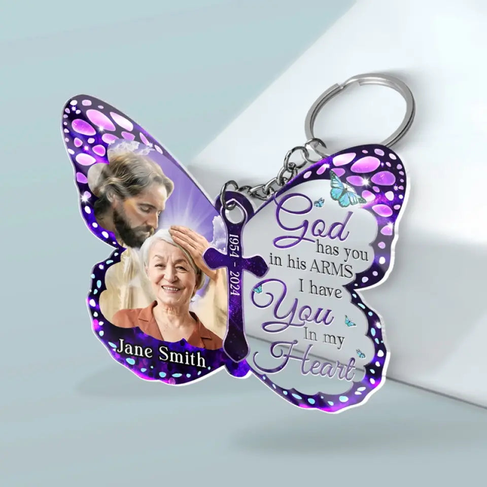 Porte-clés personnalisé en acrylique avec photo « Tu nous manques et nous t'aimons toujours » - Cadeau de condoléances pour les membres de la famille