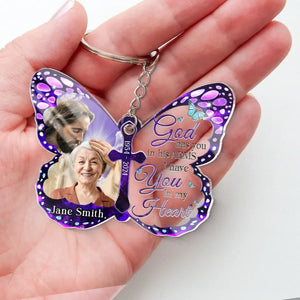 Porte-clés personnalisé en acrylique avec photo « Tu nous manques et nous t'aimons toujours » - Cadeau de condoléances pour les membres de la famille