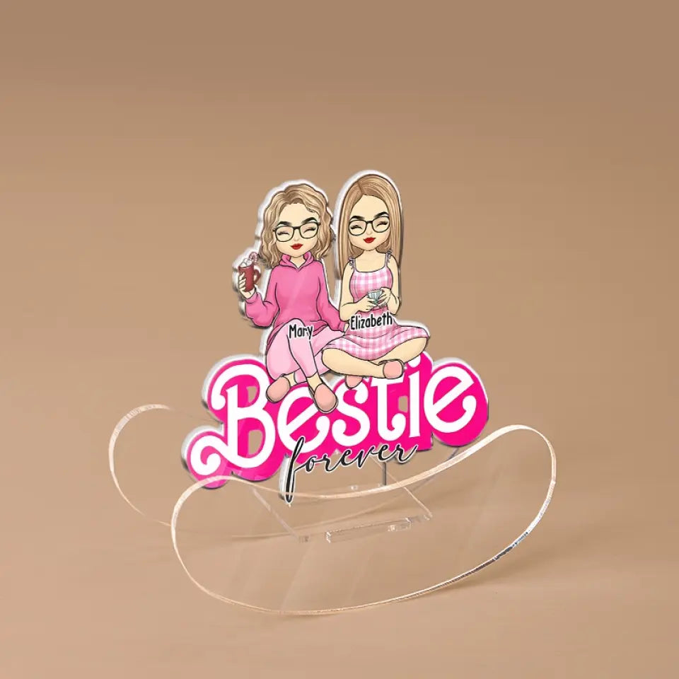 Besties Forever - Support à secouer personnalisé en acrylique - Cadeau pour meilleures amies, meilleures amies, sœurs