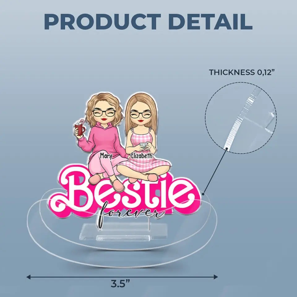 Besties Forever - Support à secouer personnalisé en acrylique - Cadeau pour meilleures amies, meilleures amies, sœurs