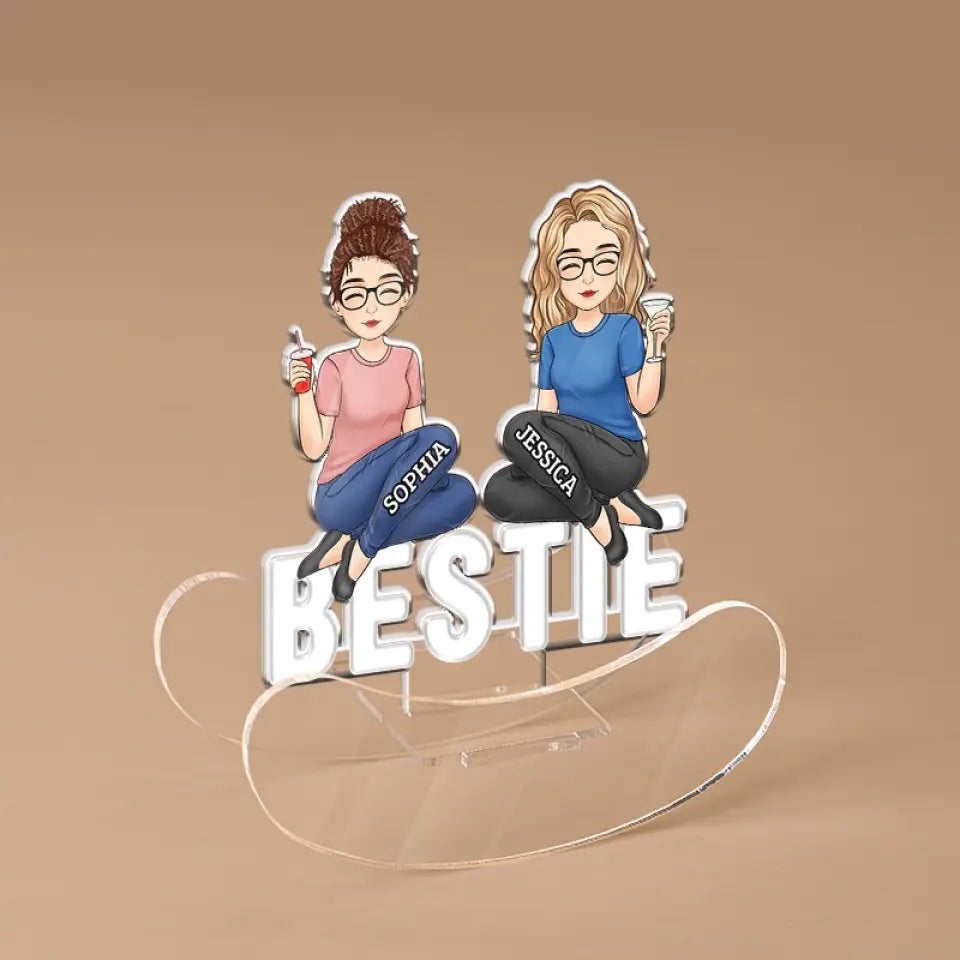 Support à secouer personnalisé en acrylique « Friends Forever » – Cadeau pour meilleures amies, meilleures amies et sœurs