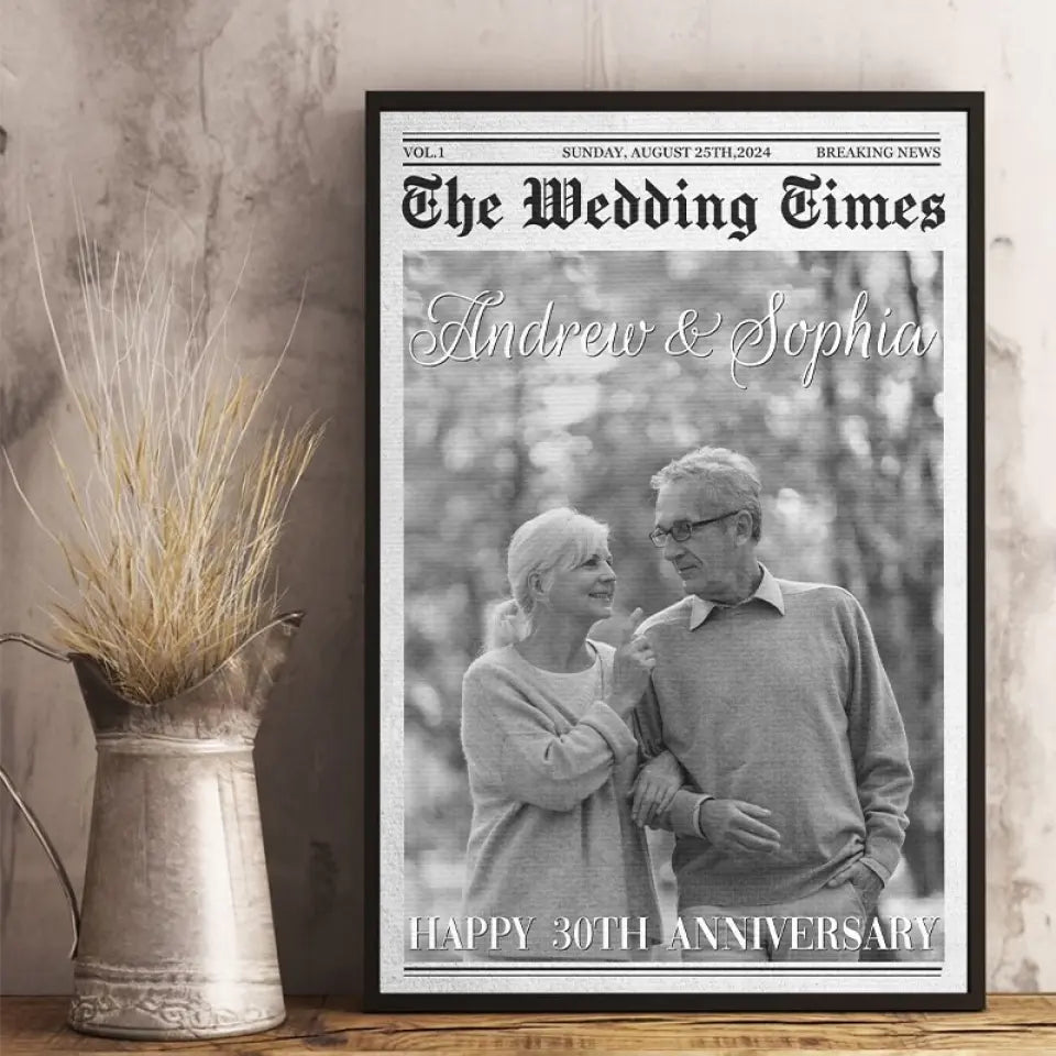 Photo personnalisée embrassant le voyage de la vie, main dans la main - Affiche verticale personnalisée pour couple - Cadeau pour mari et femme, anniversaire