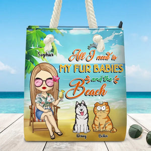Tout ce dont j'ai besoin, ce sont mes petits animaux à fourrure ! Sac de plage personnalisé pour chien et chat ! Cadeau de vacances d'été pour les propriétaires et les amoureux des animaux.