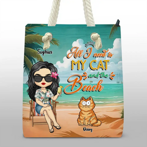 Tout ce dont j'ai besoin, ce sont mes petits animaux à fourrure ! Sac de plage personnalisé pour chien et chat ! Cadeau de vacances d'été pour les propriétaires et les amoureux des animaux.