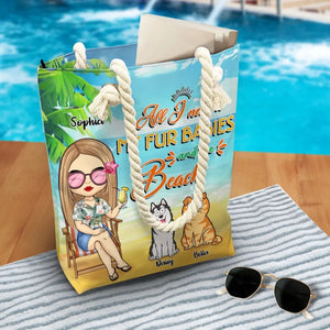 Tout ce dont j'ai besoin, ce sont mes petits animaux à fourrure ! Sac de plage personnalisé pour chien et chat ! Cadeau de vacances d'été pour les propriétaires et les amoureux des animaux.