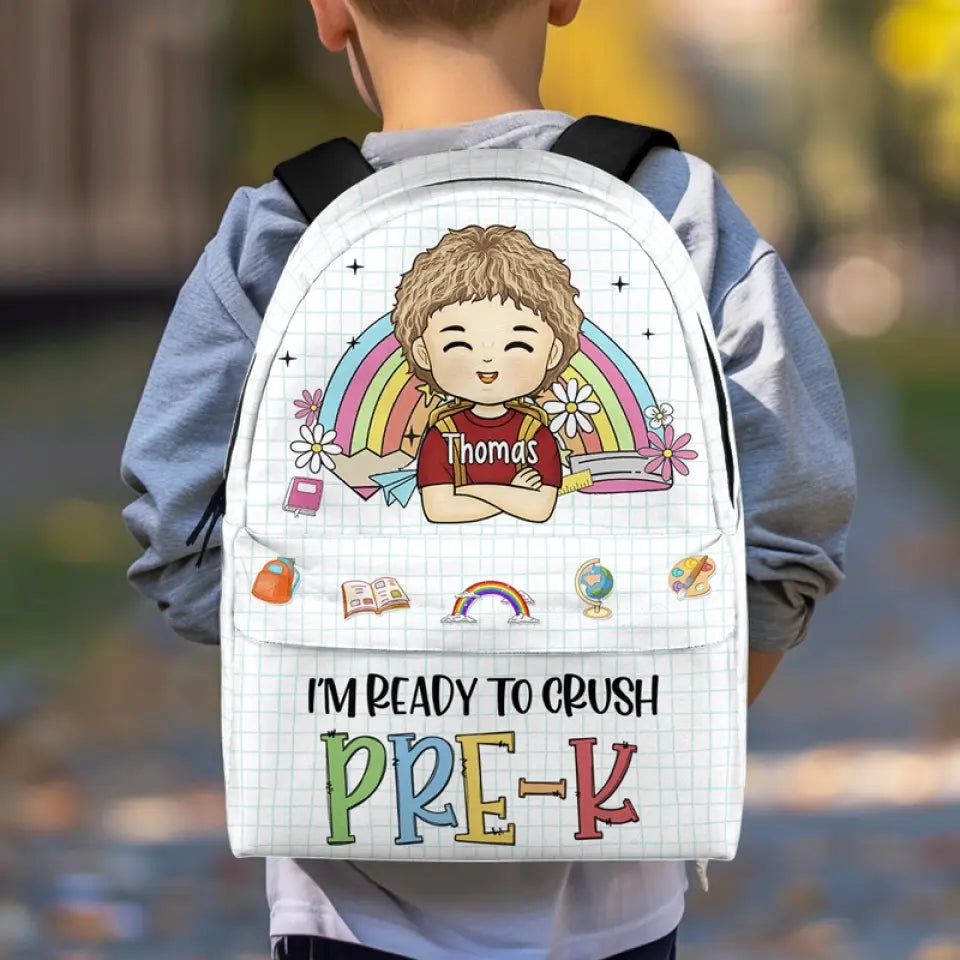 Je suis prêt à écraser - Sac à dos personnalisé pour enfant - Cadeau de rentrée scolaire pour enfant