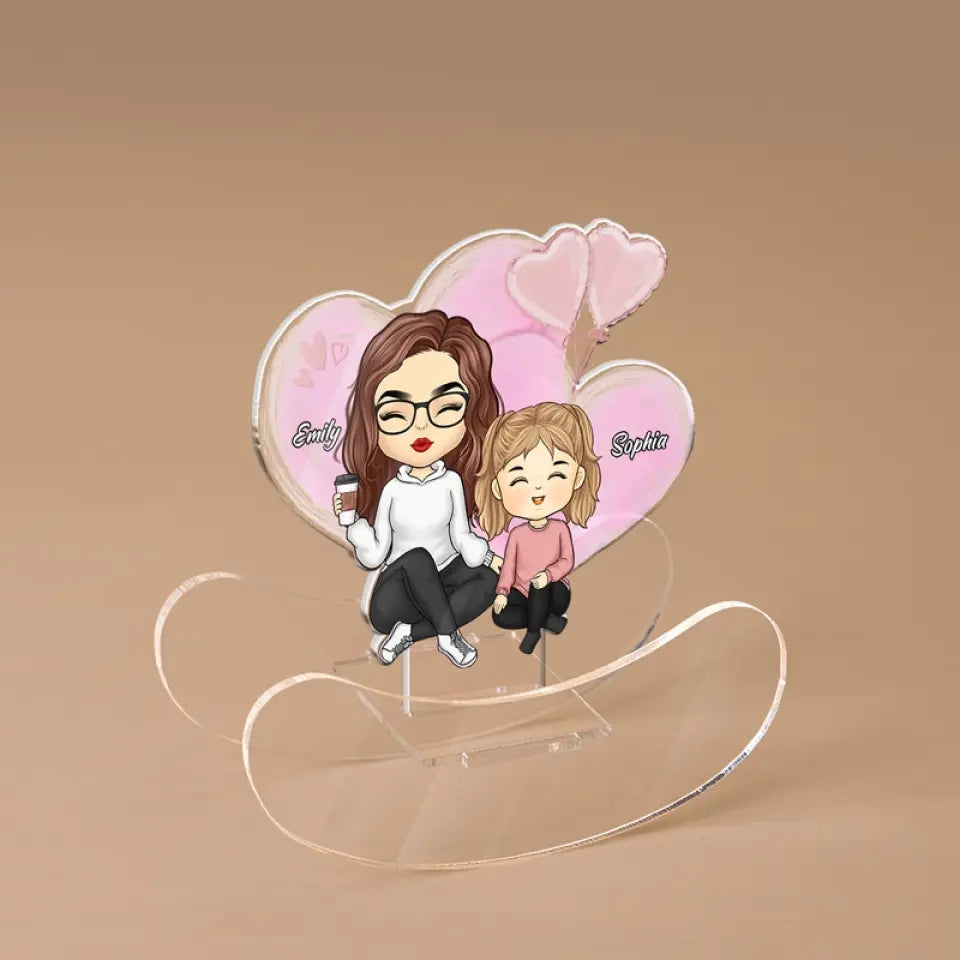 Les enfants complètent le cercle de l'amour - Support à secousses personnalisé en acrylique pour la famille - Cadeau pour maman, grand-mère