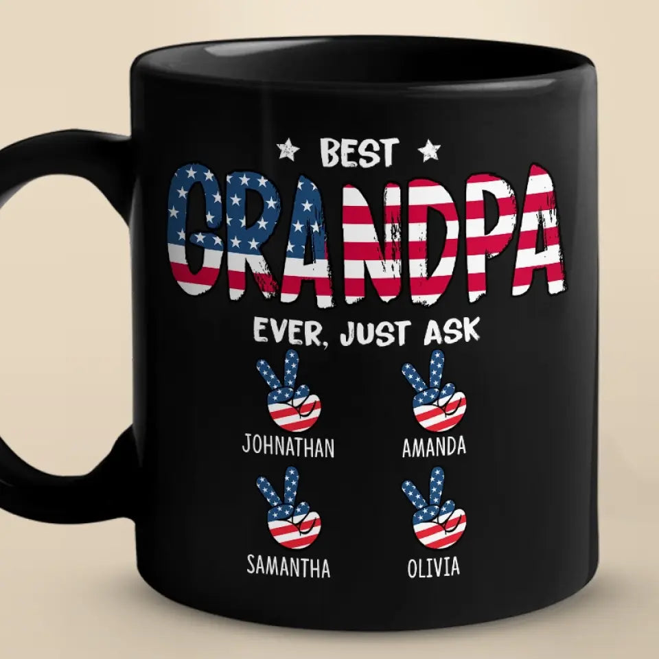 Meilleur grand-père de tous les temps - Mug noir personnalisé pour la famille - Cadeau pour papa et grand-père