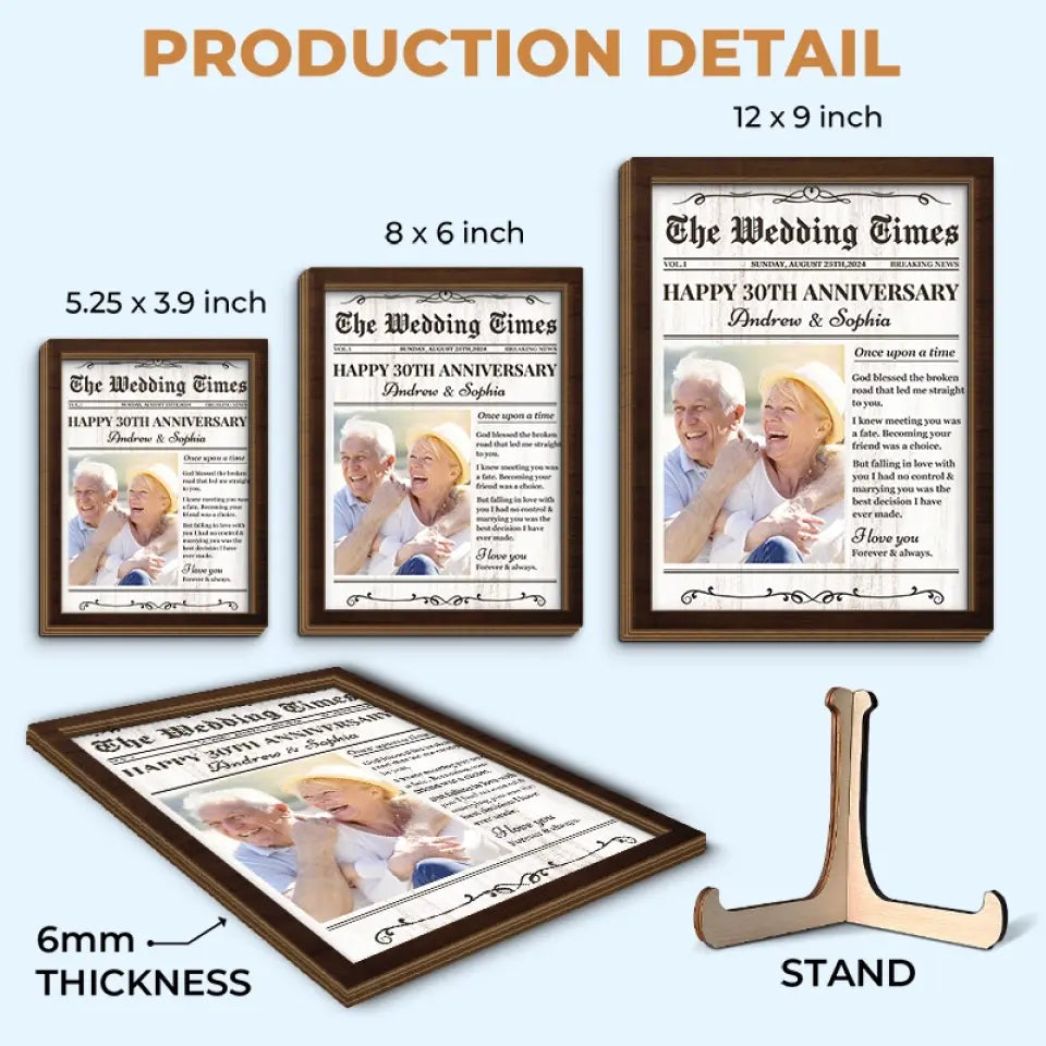 Photo personnalisée « Retomber amoureux » – Plaque en bois personnalisée à 2 couches avec support pour couple – Cadeau pour mari et femme, anniversaire
