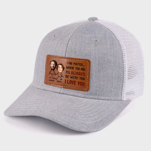 Photo personnalisée « Je serai toujours avec toi » - Chapeau en cuir personnalisé pour couple - Cadeau pour mari et femme, anniversaire