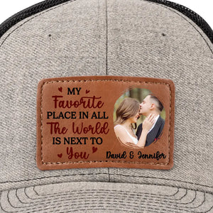 Photo personnalisée « Tu es mon endroit préféré » – Chapeau en cuir personnalisé pour couple – Cadeau pour mari et femme, anniversaire