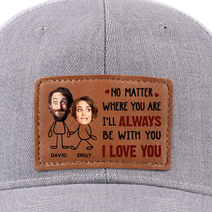 Photo personnalisée « Je serai toujours avec toi » - Chapeau en cuir personnalisé pour couple - Cadeau pour mari et femme, anniversaire