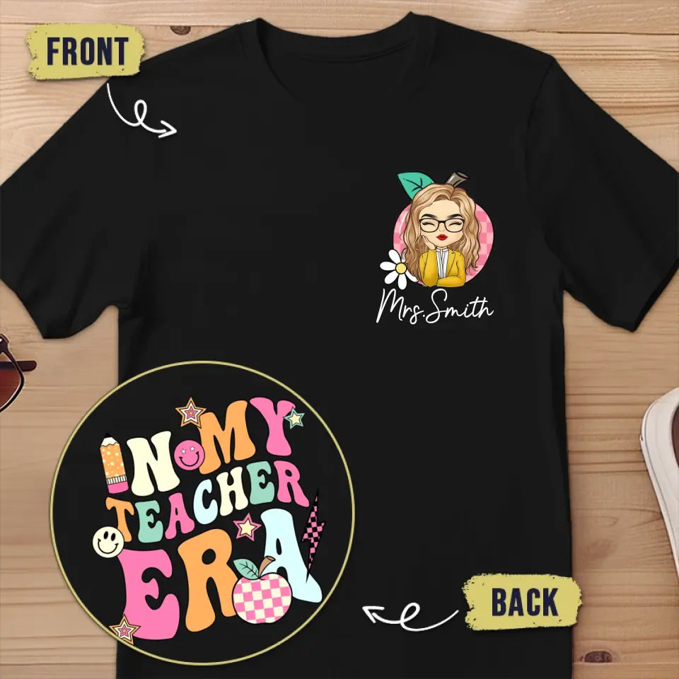 Enseigner, c'est apprendre deux fois plus - T-shirt unisexe personnalisé imprimé recto verso - Cadeau pour enseignant
