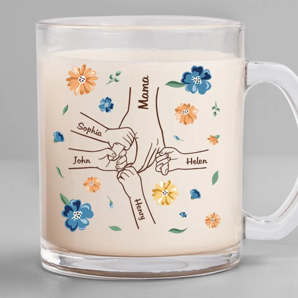 Tout amour commence et finit là-bas - Tasse en verre personnalisée pour la famille - Cadeau pour maman, grand-mère
