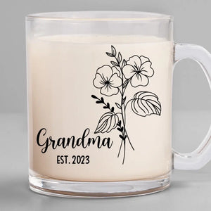 Une grand-mère, câlins chaleureux et doux souvenirs - Tasse en verre personnalisée pour la famille - Cadeau pour maman et grand-mère
