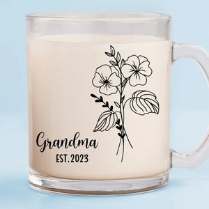 Une grand-mère, câlins chaleureux et doux souvenirs - Tasse en verre personnalisée pour la famille - Cadeau pour maman et grand-mère