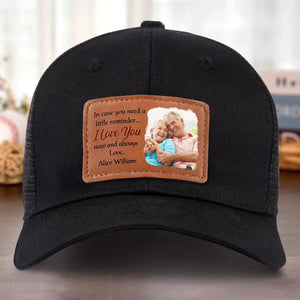 Photo personnalisée « Je t'aime maintenant et toujours » - Chapeau en cuir personnalisé pour couple - Cadeau pour mari et femme, anniversaire