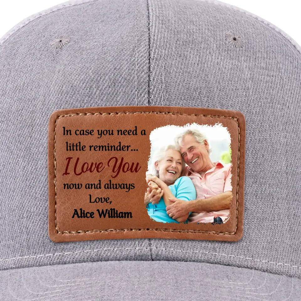 Photo personnalisée « Je t'aime maintenant et toujours » - Chapeau en cuir personnalisé pour couple - Cadeau pour mari et femme, anniversaire