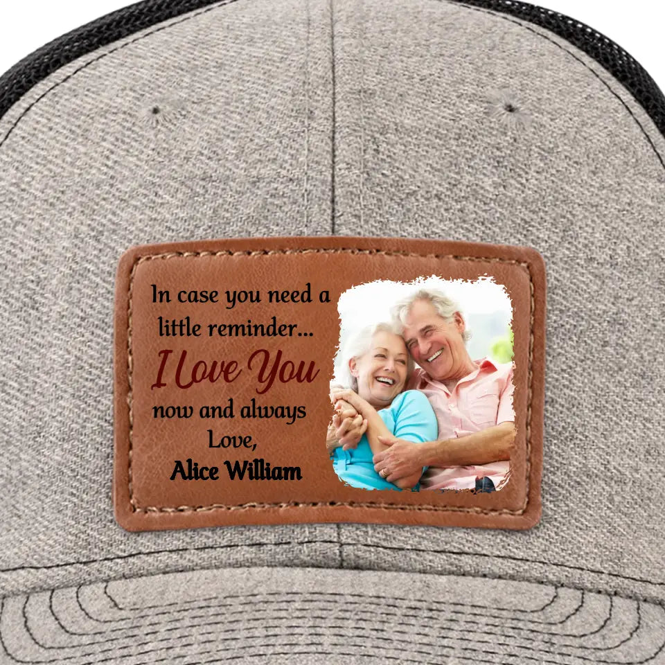 Photo personnalisée « Je t'aime maintenant et toujours » - Chapeau en cuir personnalisé pour couple - Cadeau pour mari et femme, anniversaire