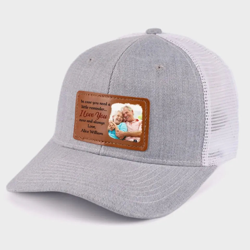 Photo personnalisée « Je t'aime maintenant et toujours » - Chapeau en cuir personnalisé pour couple - Cadeau pour mari et femme, anniversaire